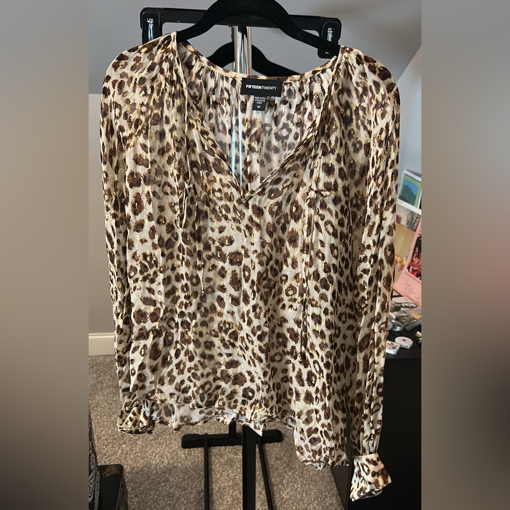Fifteen Twenty Brown and Tan Relaxed Blouse